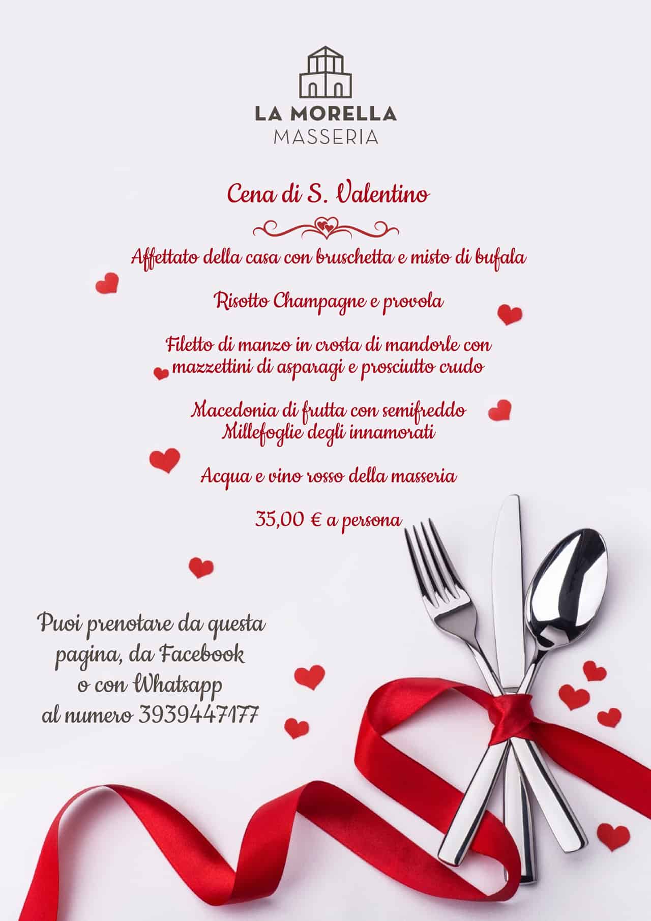 Menu cena di S.Valentino alla Morella
